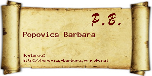 Popovics Barbara névjegykártya