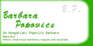barbara popovics business card